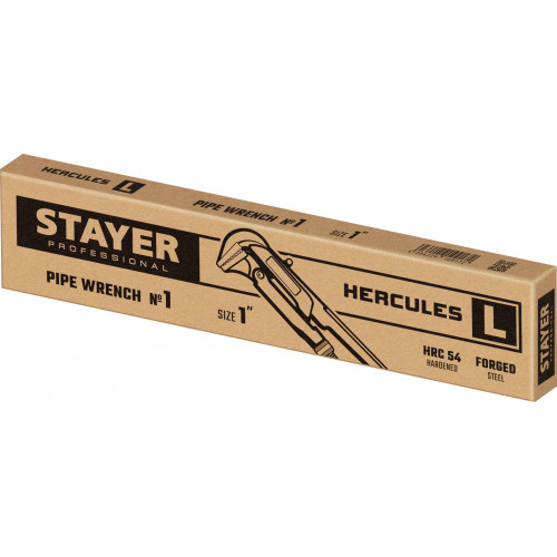 STAYER Hercules-L, №1, 1″, 330 мм, трубный ключ с прямыми губками (27331-1)