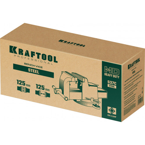 KRAFTOOL STEEL, 125 мм, стальные слесарные тиски (32701-125)