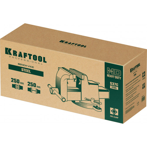 KRAFTOOL STEEL, 250 мм, стальные слесарные тиски (32701-250)