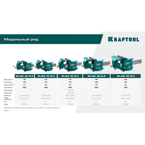 KRAFTOOL STEEL, 250 мм, стальные слесарные тиски (32701-250)