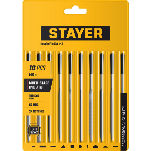 STAYER 140 мм, 10 предм., набор надфилей, Professional (16011-H10)