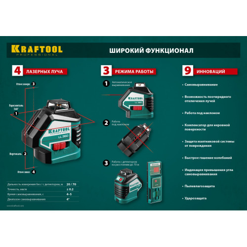 KRAFTOOL LL360 #2, лазерный нивелир (34645-2)