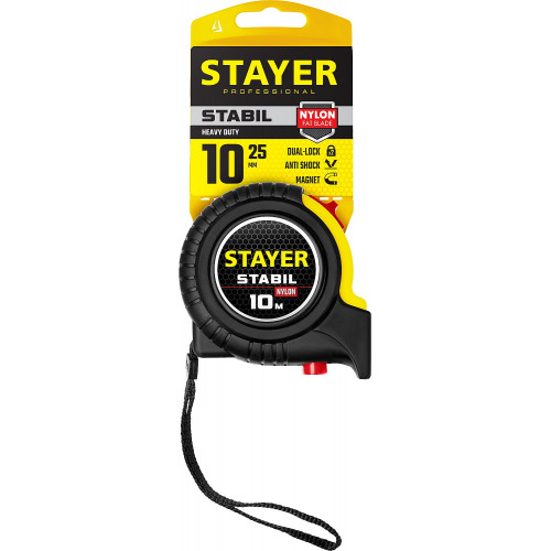 STAYER Stabil, 10 м х 25 мм, рулетка, Professional (34131-10)