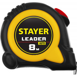 STAYER Leader, 8 м х 25 мм, рулетка с автостопом, Professional (3402-08-25)