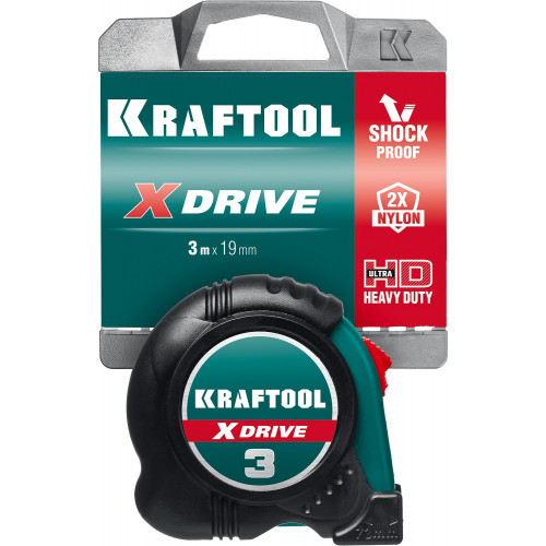 KRAFTOOL X-Drive, 3 м х 19 мм, рулетка (34122-03-19)