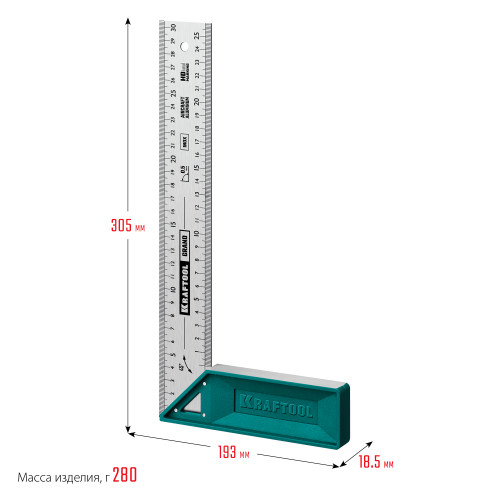 KRAFTOOL Grand, 300 мм, высокоточный столярный угольник (3439-30)