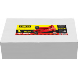 STAYER F-30 RED FORCE, 3 т, 130 - 350 мм, подкатной домкрат с высоким подъемом для СТО, Professional (43150-3)