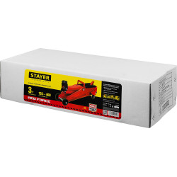 STAYER R-33 RED FORCE, 3 т, 135 - 400 мм, подкатной домкрат с увеличенным подъемом, Professional (43154-3)