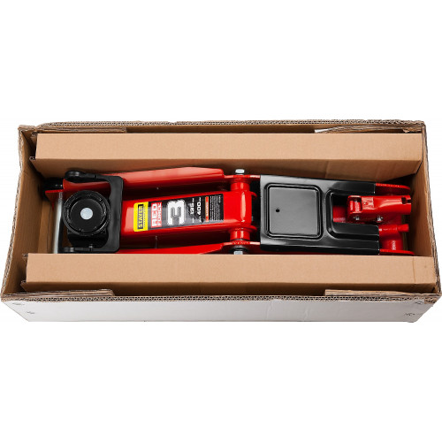 STAYER R-33 RED FORCE, 3 т, 135 - 400 мм, подкатной домкрат с увеличенным подъемом, Professional (43154-3)