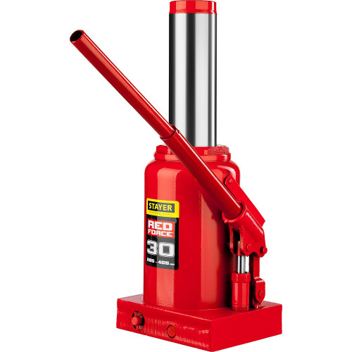 STAYER RED FORCE, 30 т, 285 - 465 мм, бутылочный гидравлический домкрат, Professional (43160-30)