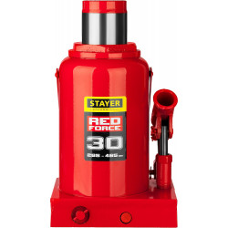 STAYER RED FORCE, 30 т, 285 - 465 мм, бутылочный гидравлический домкрат, Professional (43160-30)