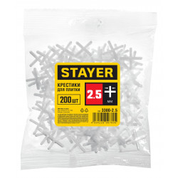 STAYER 2.5 мм, 200 шт, крестики для плитки (3380-2,5)