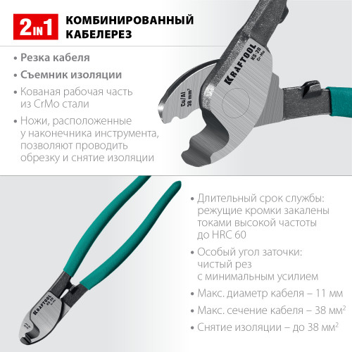 KRAFTOOL KS-20, d 11мм, 200мм, кабелерез (23333-20)