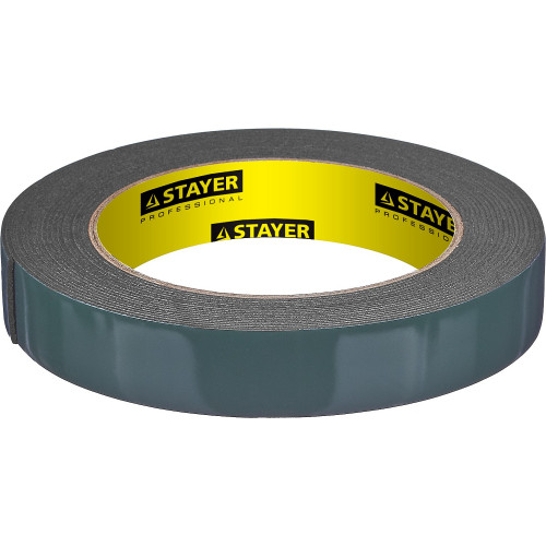 STAYER 19 мм, 5 м, черная, на вспененной основе, двухсторонняя клейкая лента, Professional (12233-19-05)