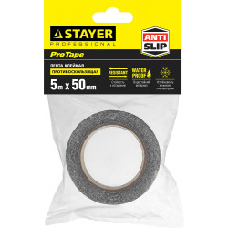 STAYER 50 мм, 5 м, черная, противоскользящая клейкая лента, Professional (12270-50-05)
