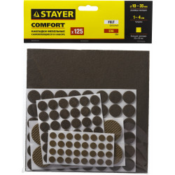 STAYER коричневые, самоклеящиеся, 125 шт, набор мебельных накладок (40916-H125)