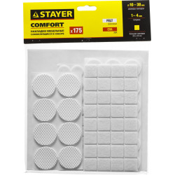 STAYER белые, самоклеящиеся, 175 шт, набор мебельных накладок (40917-H175)