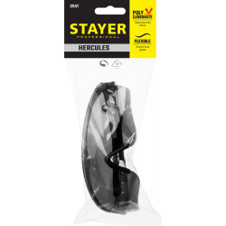 STAYER HERCULES, открытого типа, серые, широкое моностекло, защитные очки, Professional (2-110432)