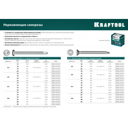 KRAFTOOL DS-P, 19 х 3.9 мм, А2, сверло, полукруглая головка, ТХ15, 750 шт, саморез нержавеющий (300931-39-019)