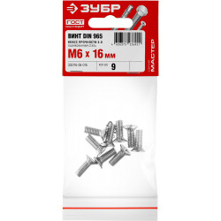 ЗУБР DIN 965, кл. пр. 4.8, M6 х 16 мм, цинк, 9 шт, винт с потайной головкой (303116-06-016)