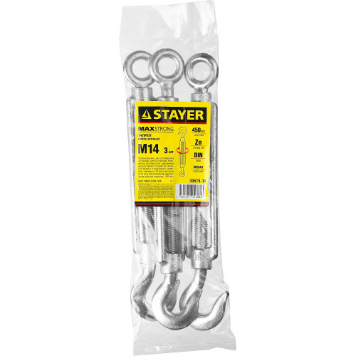 STAYER DIN 1480, М14, 3 шт, талреп крюк-кольцо (30515-14)