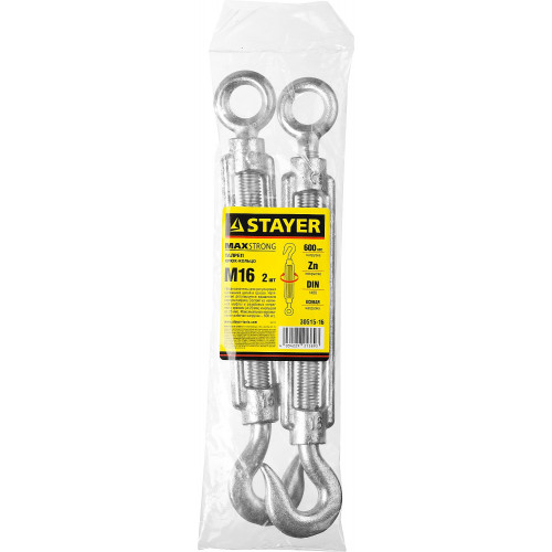 STAYER DIN 1480, М16, 2 шт, талреп крюк-кольцо (30515-16)