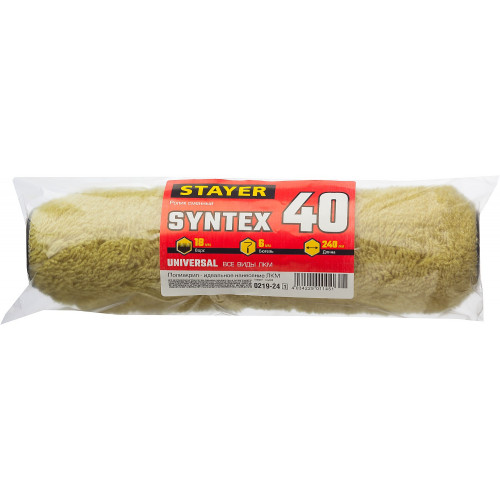 STAYER SYNTEX, 40 х 240 мм, бюгель 6 мм, ворс 18 мм, полиакрил, все виды ЛКМ, малярный ролик (0219-24)
