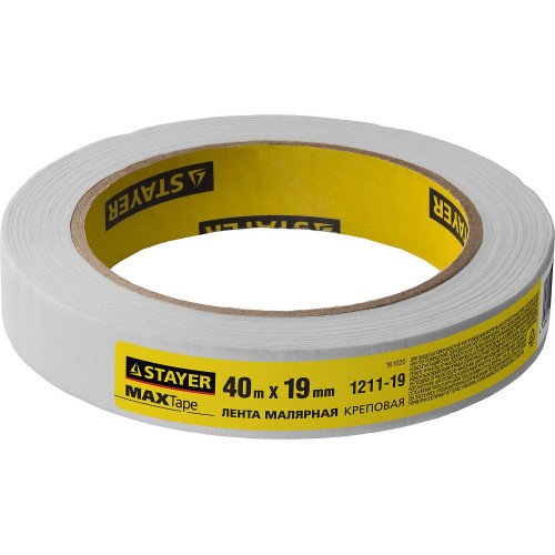 STAYER MAXTape 19 мм х 40 м, креповый, малярный скотч, MASTER (1211-19)
