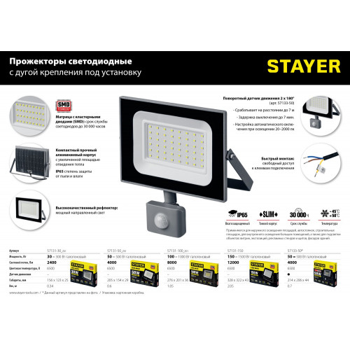 STAYER MAXStable, 1.6 м, телескопический штатив для прожектора (56920)