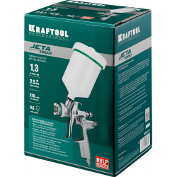 KRAFTOOL JETA 1000, HVLP, 1.3 мм, пневматический краскопульт с верхним бачком (06559-1.3)