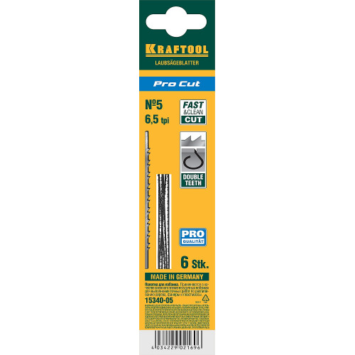 KRAFTOOL Pro Cut, 130 мм, 6 шт, полотна для лобзика (15340-05)