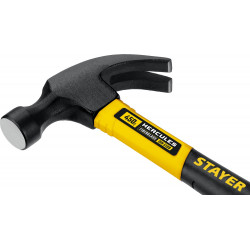 STAYER Hercules, 450 г, молоток-гвоздодёр столярный с фиберглассовой рукояткой, Professional (2026-450)