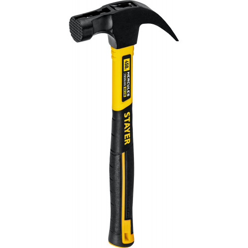 STAYER Hercules-M, 450 г, молоток-гвоздодёр столярный с фиберглассовой рукояткой, Professional (2027-450)
