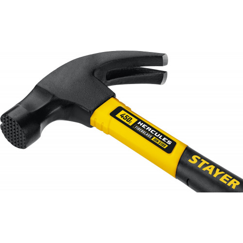 STAYER Hercules-M, 450 г, молоток-гвоздодёр столярный с фиберглассовой рукояткой, Professional (2027-450)