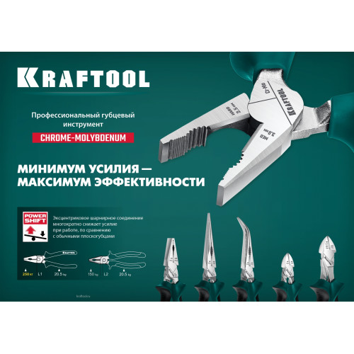 KRAFTOOL KraftMax, 180 мм, комбинированные плоскогубцы с эксцентриковым шарниром (22011-1-18)