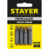 STAYER Hercules, 36 мм, 4 шт, биты для ударной отвертки, Professional (25667-S4)