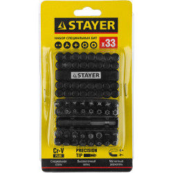 STAYER 33 шт, набор специальных бит с магнитным адаптером (26084-H33)