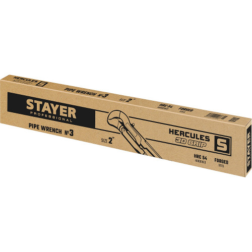 STAYER Hercules-S, №3, 2″, 560 мм, трубный ключ с изогнутыми губками, Professional (27311-3)