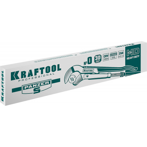 KRAFTOOL PANZER-S, №0, 1/2″, 240 мм, трубный ключ с изогнутыми губками (2733-05)
