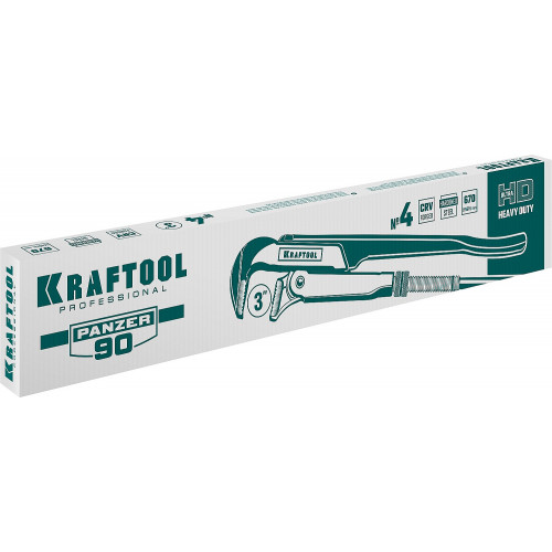 KRAFTOOL PANZER-90, №4, 3″, 670 мм, трубный ключ с прямыми губками (2734-30)