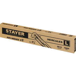STAYER Hercules-L, №2, 1.5″, 440 мм, трубный ключ с прямыми губками (27331-2)