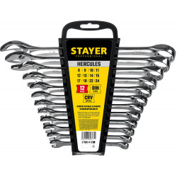 STAYER HERCULES, 12 шт, 8 - 24 мм, набор комбинированных гаечных ключей, Professional (27085-H12)