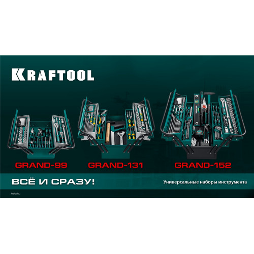 KRAFTOOL GRAND-131, 131 предм., (1/2″+1/4″), универсальный набор инструмента (27978-H131)