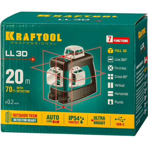 KRAFTOOL LL 3D, лазерный нивелир (34640)