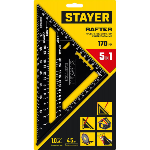 STAYER 170 мм, 5-в-1, универсальный кровельный угольник, Professional (34306-17)
