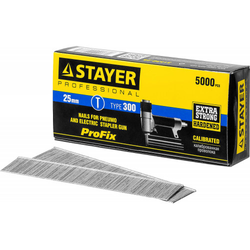 STAYER тип 18GA (47/300/F), 25 мм, 5000 шт, гвозди для нейлера, Professional (31530-25)