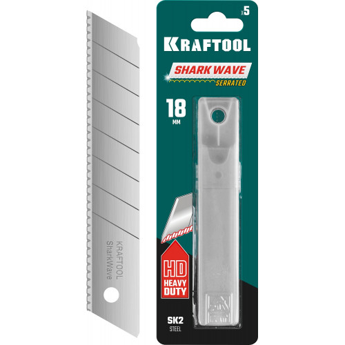 KRAFTOOL 18 мм, 5 шт, сегментированные серрейторные лезвия для ковровых покрытий (09604-18-S5)