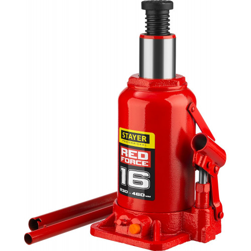 STAYER RED FORCE, 16 т, 230 - 460 мм, бутылочный гидравлический домкрат, Professional (43160-16)