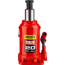 STAYER RED FORCE, 20 т, 242 - 452 мм, бутылочный гидравлический домкрат, Professional (43160-20)