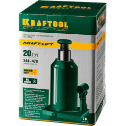 KRAFTOOL KRAFT-LIFT, 20 т, 244 - 478 мм, бутылочный гидравлический домкрат (43462-20)